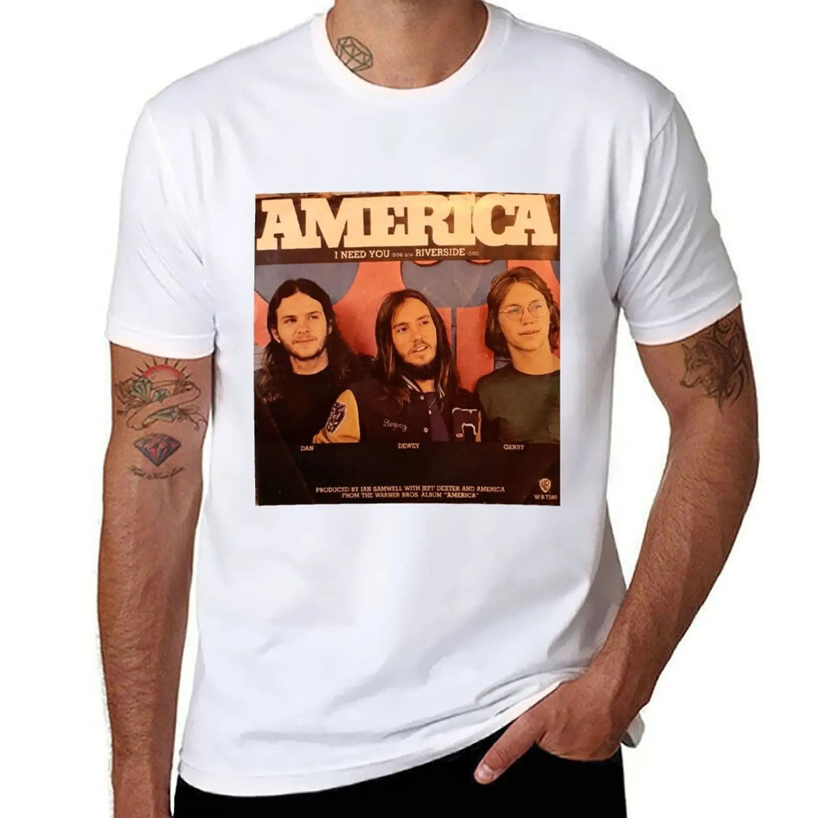 

America, Rock Group, folk rock, singer songwriter, 70's, 45, pic slv T-Shirt mens graphic t shirts T-Shirt