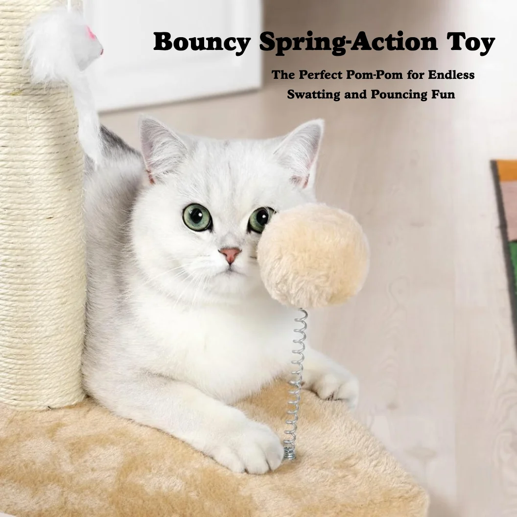 屋内猫用の背の高い猫スクラッチポスト、2つのハンギングボール、大きなスクラッチポスト、サイザル麻レールを含む、32インチ