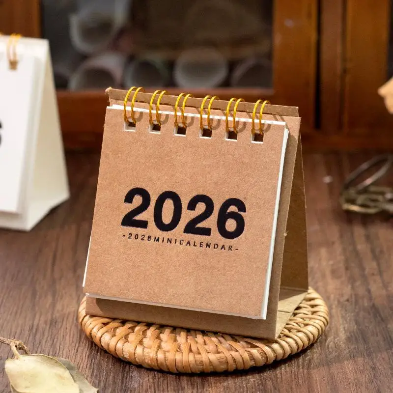 

2026 Mini Simple Calendar Small Desk Calendar Creative Coil Calendar Planner Desktop Decoration Office Stationery New Year Gifts