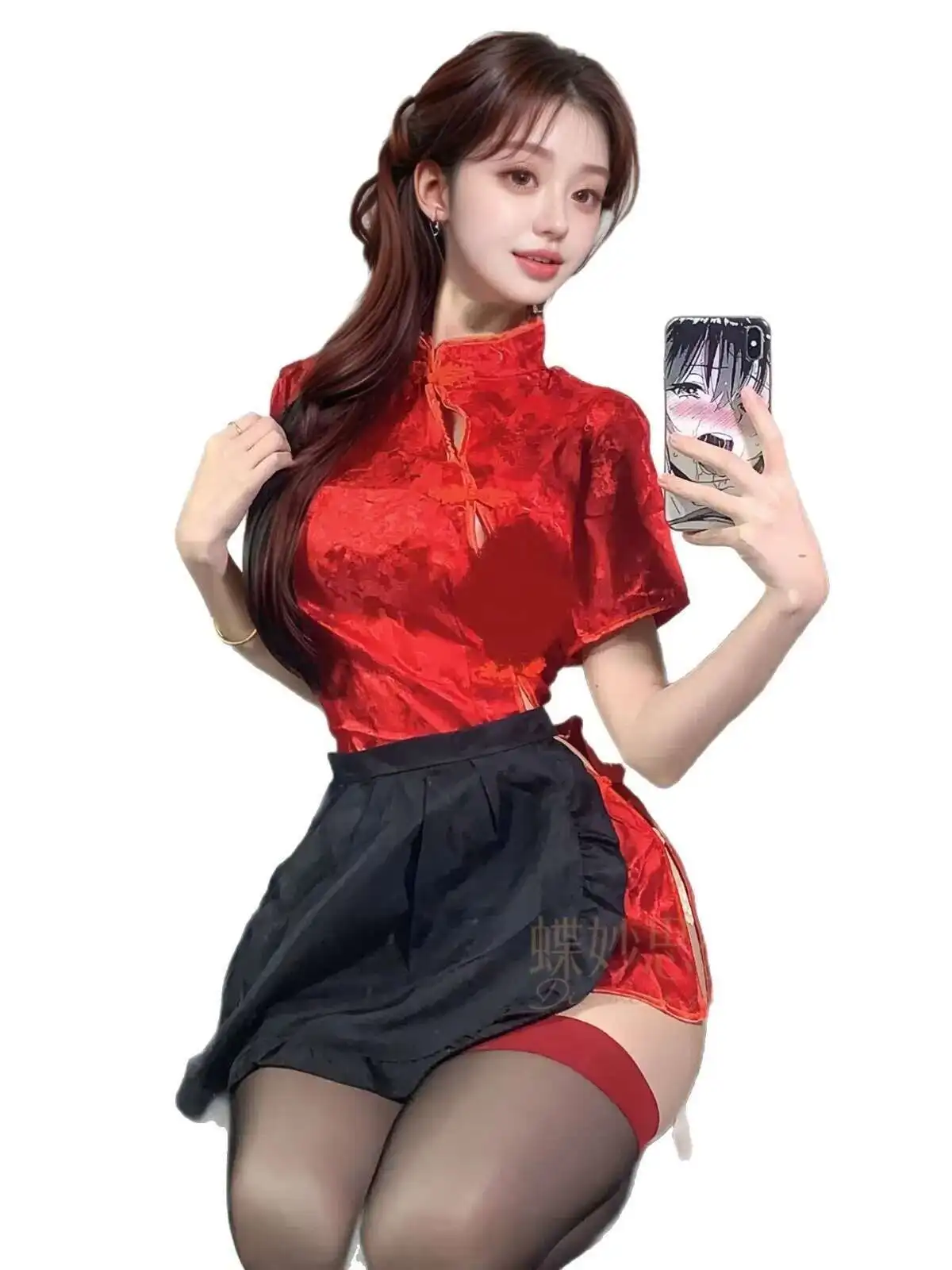 Sexy Short Cheongsam Sleeves Printing Package Hip Dresses Chinese Style Cheongsam Soft Girl Dress Vintage Fashion Charming Y0DC