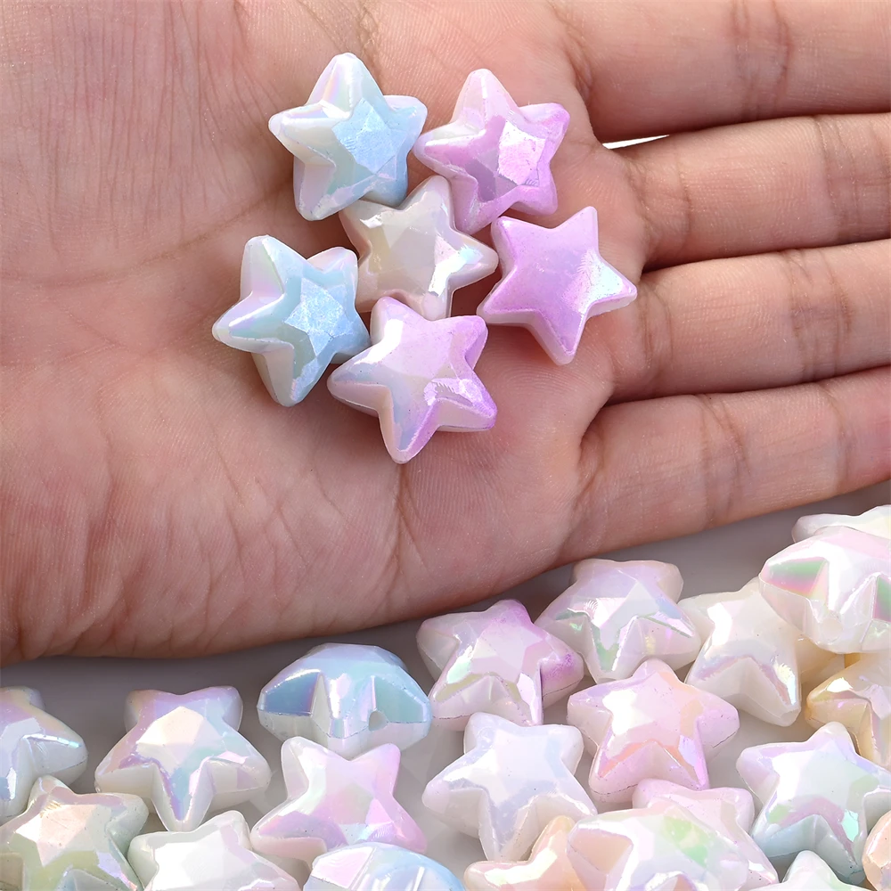10 Stück 19 mm Macaron-Farbverlauf AB Flash Star Acrylperlen DIY Schmuckherstellungszubehör für Armbänder, Ohrringe, Halsketten – Detail 2