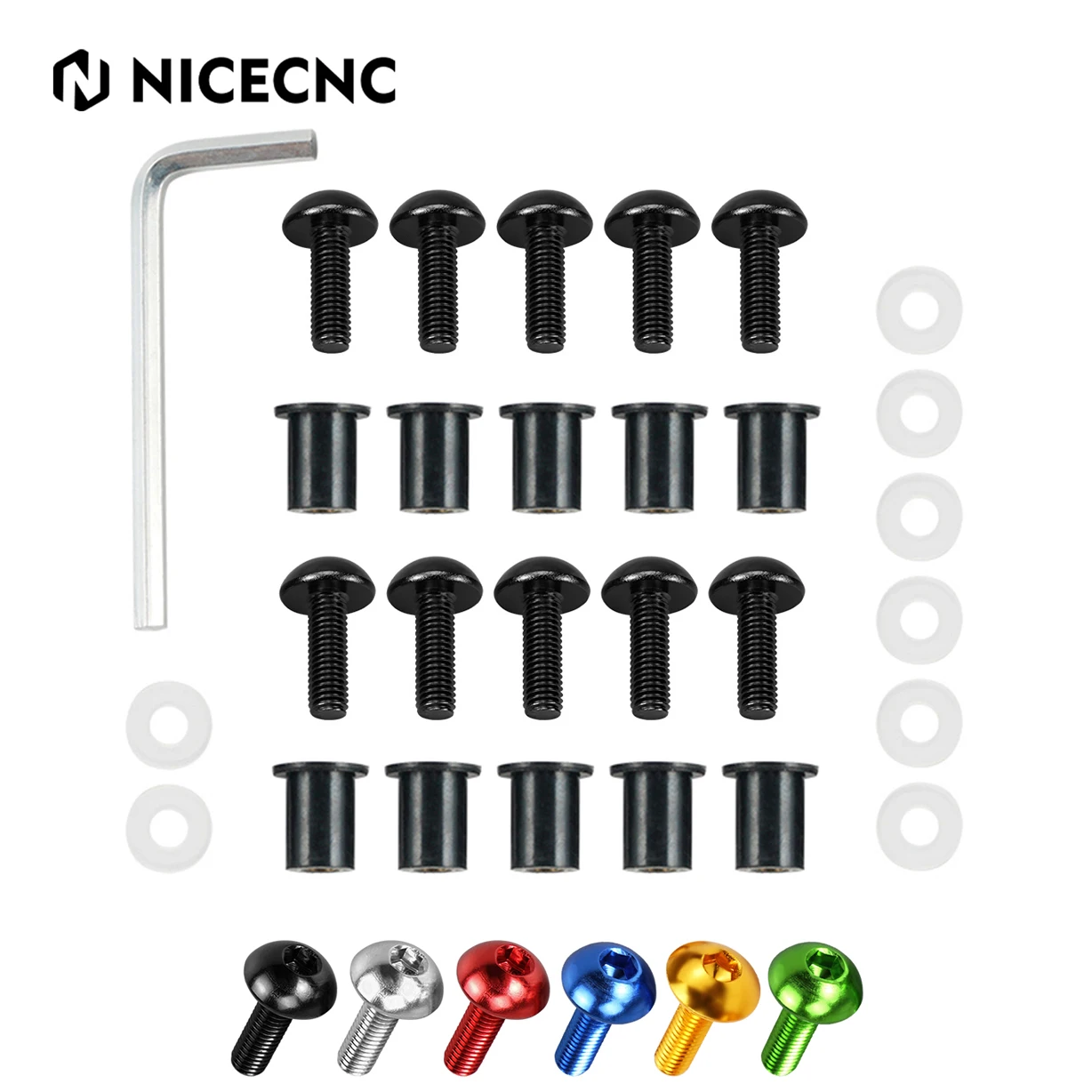 

10x Motorcycle Windscreen Mount Wellnuts Bolts for KTM Aprilia Ducati Honda Kawasaki Suzuki Triumph Yamaha 5MM Windshield Bolt