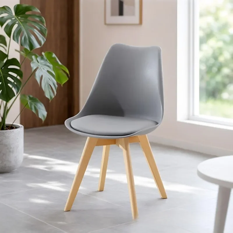 Solid Wood Upholstered Bedroom Viral Girly Cute Backrest Dining Chair Nordic Minimal Chic Eames Inspired Lounge Chair Furniture