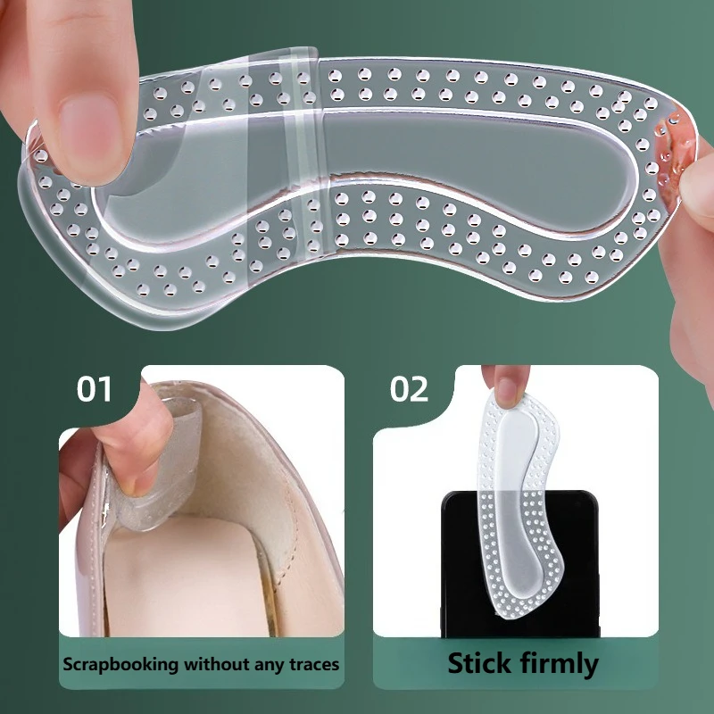 2/1Pair GEL Protezioni per tallone Donna Cuscino in silicone Cuscinetti per scarpe antiscivolo per tacchi alti Dimensioni regolabili Solette Strumenti per la cura del piede