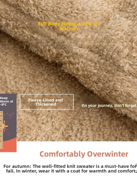 سترة رجالية مبطنة بالصوف السميك معطف شتوي دافئ عازل للحرارة بأسلوب الأب والجد كاجوال للأعمال وأوقات الفراغ #4