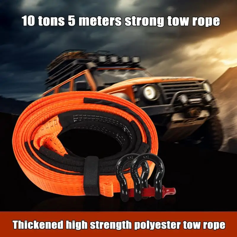 5M Tow Straps Heavy Duty Towing Strap with Hooks Car Accessories for Tree Saver Winch Extension Sturdy Supplies for Truck ATV