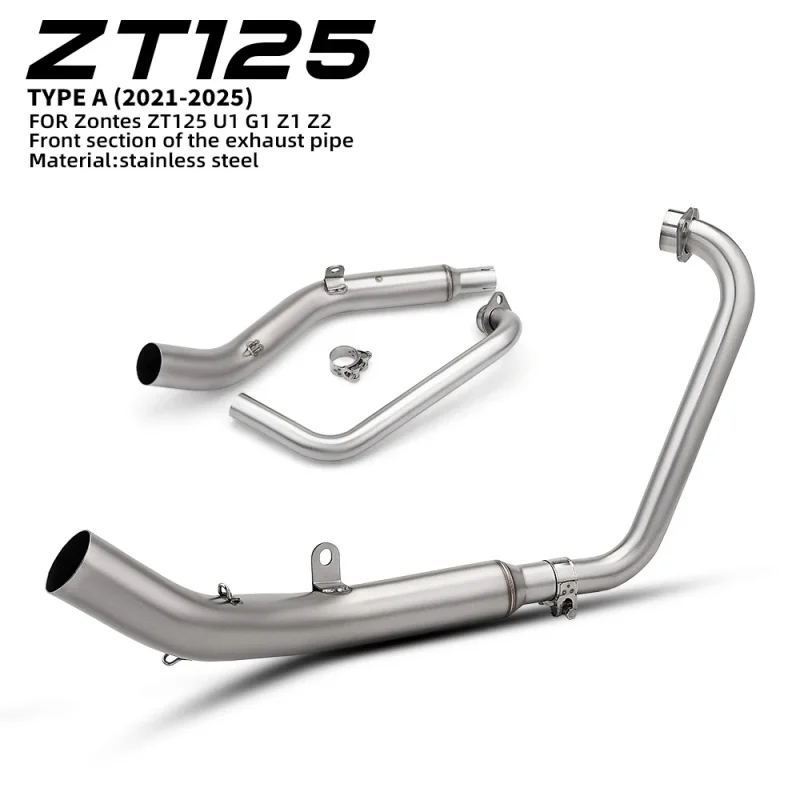 

51mm Front & Mid Link Pipe Slip-on Exhaust Muffler for Zontes ZT125 U1 G1 GK125 Z1 Z2, 2021-2025