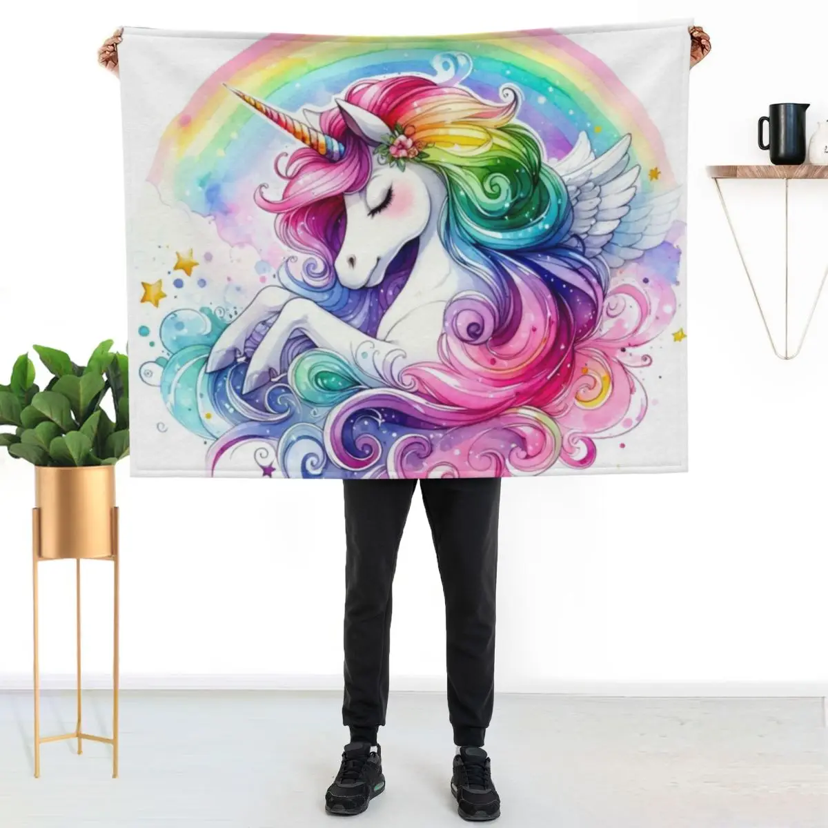 Rainbow Pegasus Unicorn Throw Blanket Flannel Fabric Sofa Throw Sleeping Bag warm winter blankets ands Beautifuls Blankets