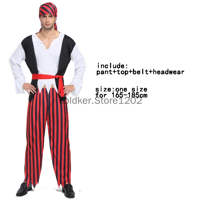 Classical Adult Caribbean Pirate Halloween Costume Men Women Robber Cosplay Couple Outfits Carnival Easter Purim Fancy Dress