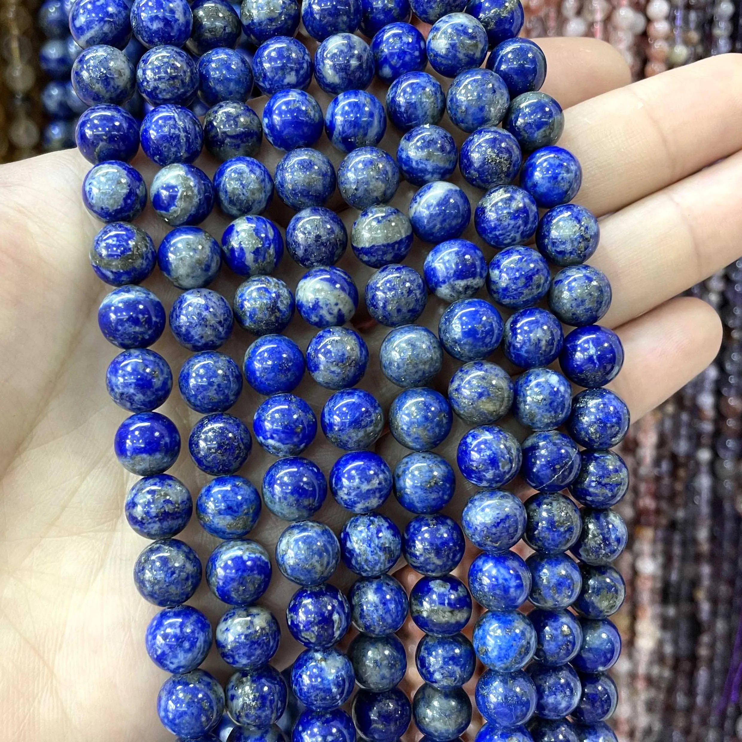 4 6 8 10 12MM Natural Lapis Lazuli Stone Round Loose Beads DIY Bracelet Necklace For Jewelry Making Charms Accessories