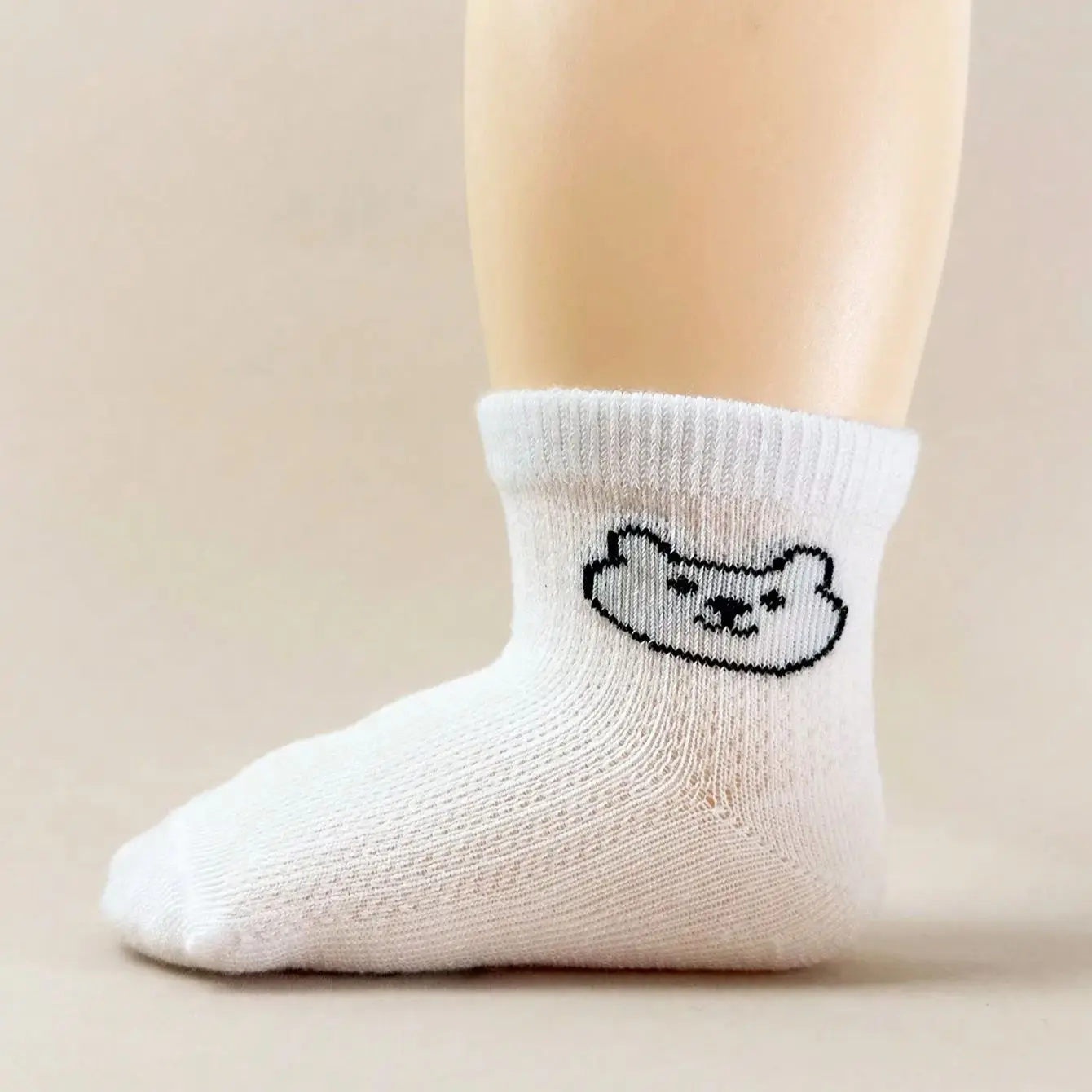 5pairs/set Infant Cartoon Solid Color Baby Socks Soft And Comfortable White Mid-Calf Socks For Daily Life