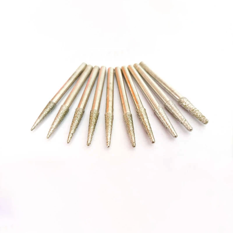5-100pcs 0.3mm-1.4mm Cone Grinding Burrs Bits Engraving Carving Knife 4mm Shank For CNC Metal Jade Carving Tool