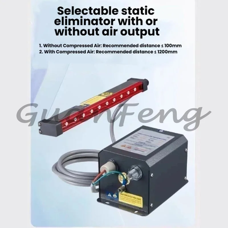 Industrial Dustproof Static Removal Ionization Rod Kit,100mm/160mm AC Static Elimination Ion Air Rod, with Matching Power Supply