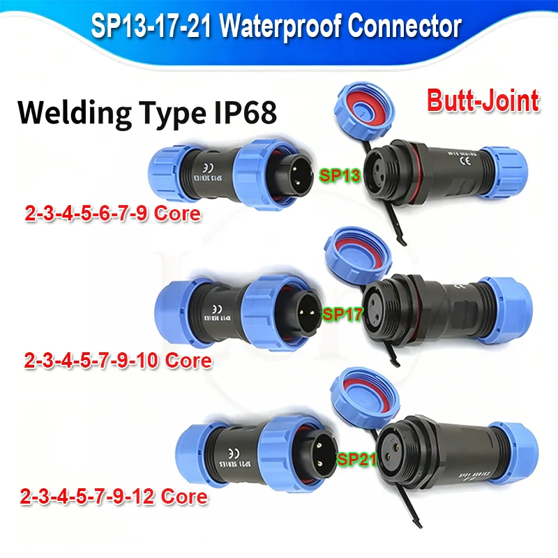 1Pcs SP13-17-21 Aviation Plug IP68 Waterproof Connector Male Female Docking  2/3/4/5/6/7/9/10/12 core Cable Industrial Plug