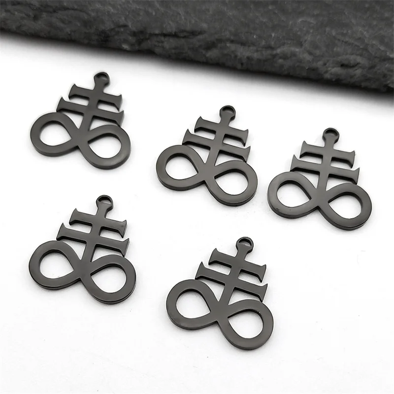5Pcs Satan Cross Stainless Steel Pendants Women Church Of Satan Symbol Kolye Silver Color Charms Jewelry Accessories Making