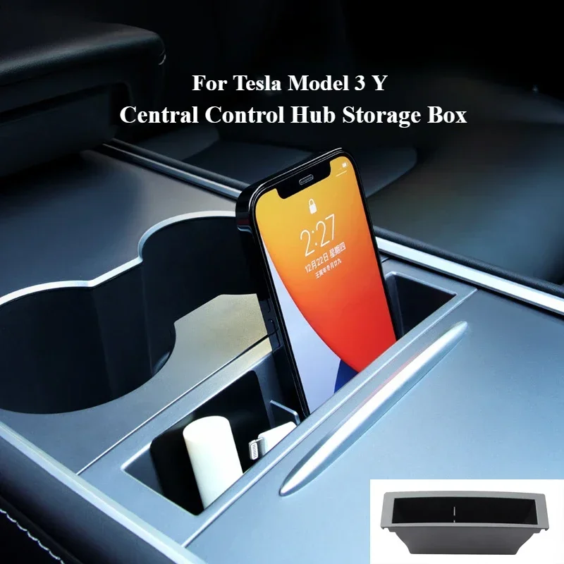 

For Tesla Model 3 Y Center Console Organizer Storage Box Hidden Phone Charging Box Extended Storage Box Car Interior Accessories