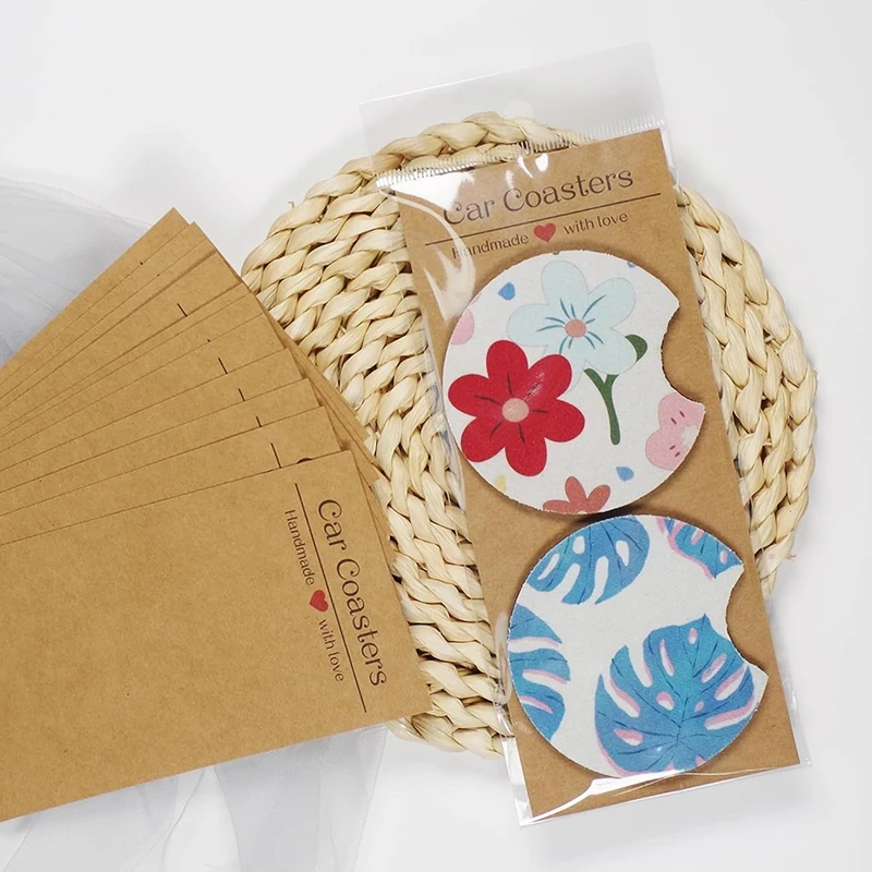 Kemasan Coaster mobil 100 buah untuk dijual, kartu Coaster mobil sublimasi dengan 100 buah tas, pengganti sublimasi kosong