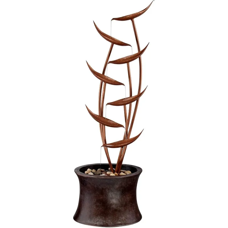 Tiered Copper Leaves Modern Outdoor Floor Fountain and Waterfalls 41