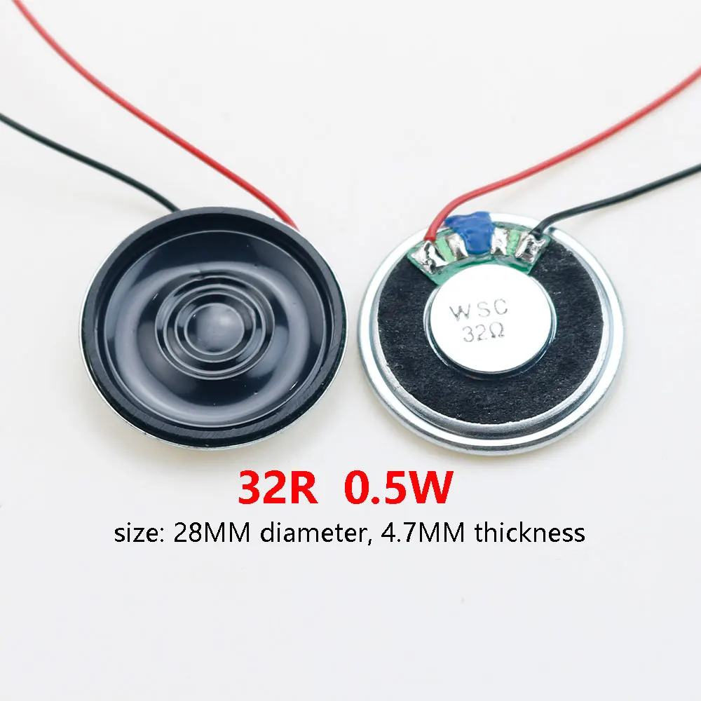 1Piece 8 32 Ohms 8R 32R 0.5W 1W 2W Diameter 20 23 26 28 30 32 36 40 50 MM Ultra-thin Speaker MX  DuPont Line 1.25 Terminal