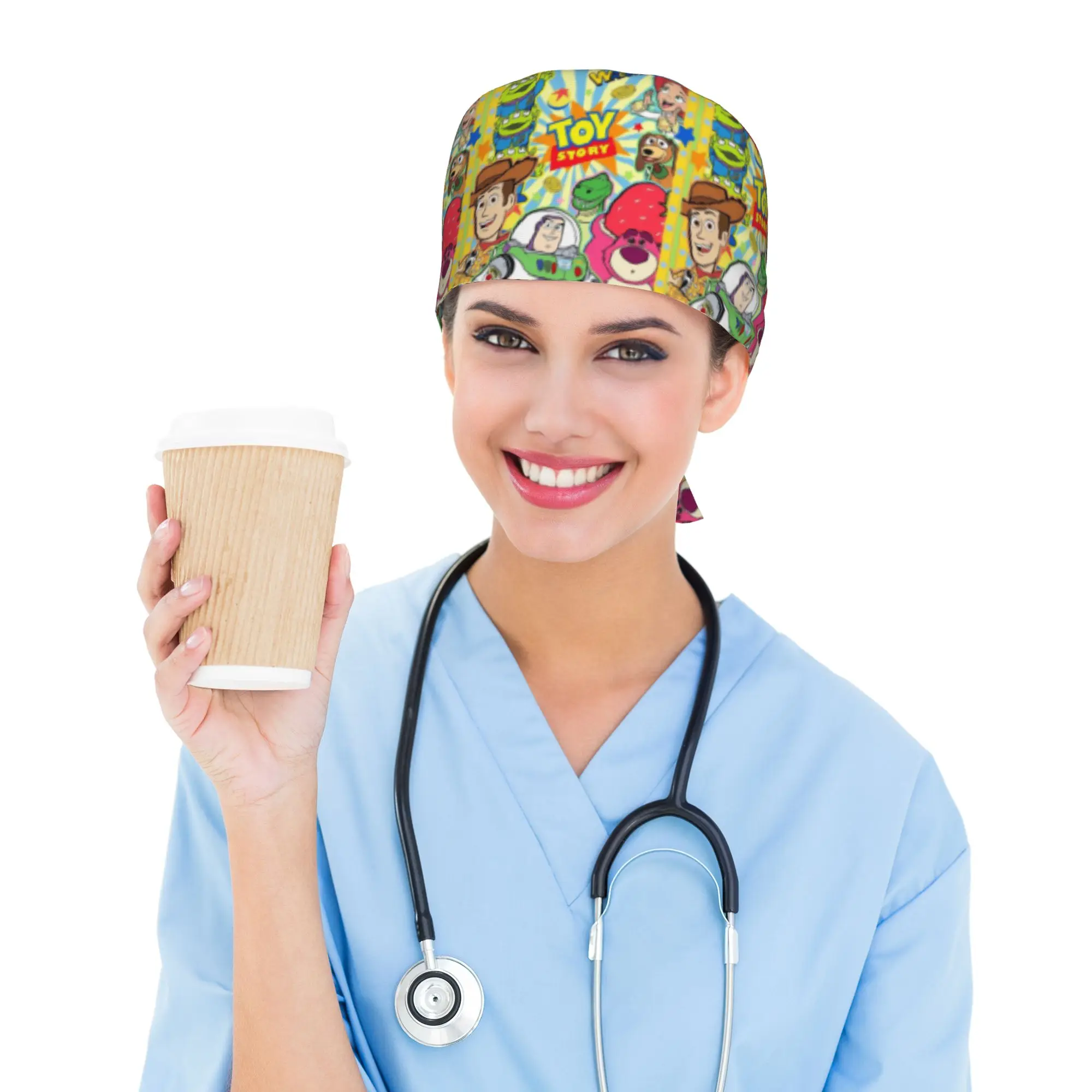 Custom T-Toy Cartoon S-Story Medical Staff Scrubs Hat Women Men  Doctor Nursing Surgical Cap Scrub Caps
