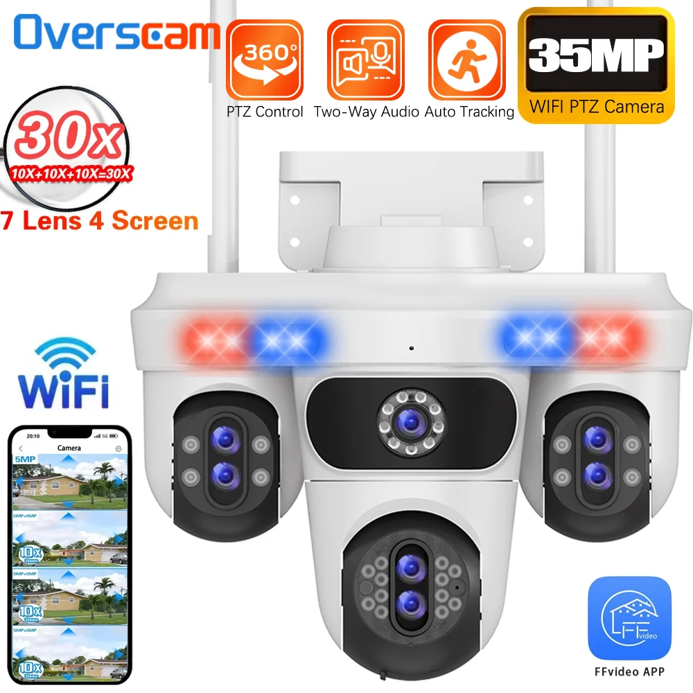

18K 35MP Outdoor Pan/Tilt WiFi Security Camera 360° View Auto Tracking Audio 30X PTZ Zoom Cloud & SD Card Storage 24/7 Recording