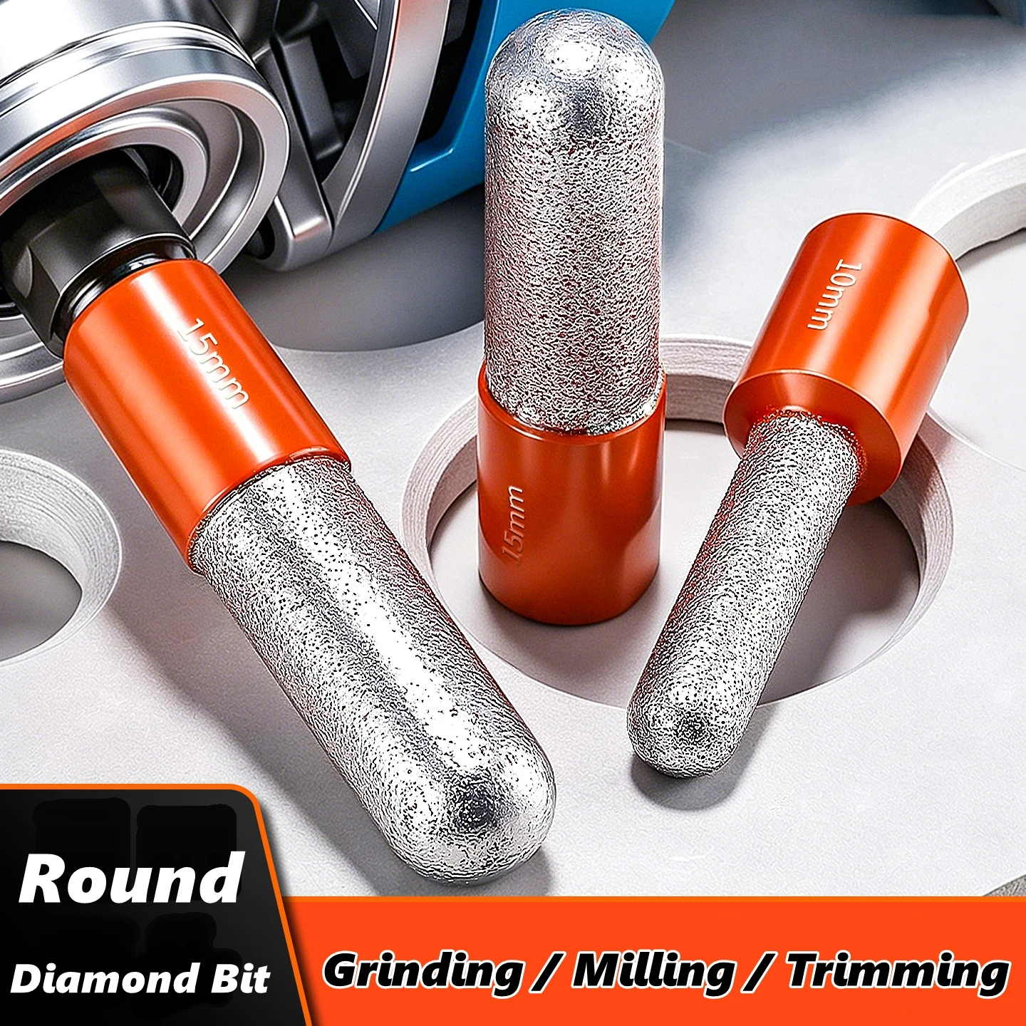 M10 Thread Vacuum Brazed Diamond Finger Bits Ball End Mill For for Tile Ceramic Marble Granite Angle Grinder Milling Tools