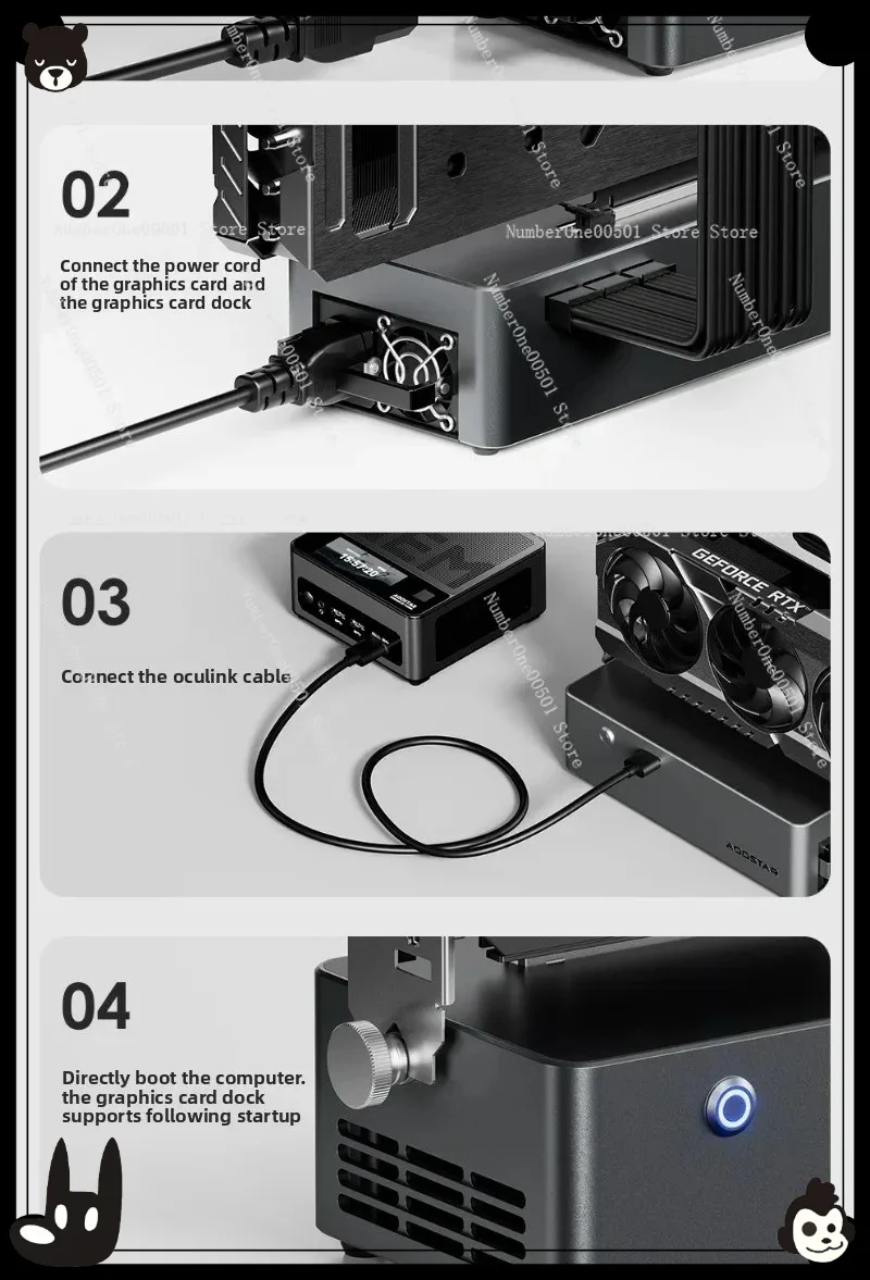 

Graphics card dock OCulink interface External graphics card dock Built-in 800W power supply External lossless