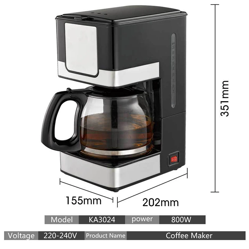 Small Home Office Coffee Machine Automatic Dripping Coffee Maker Brew Tea Coffee Powder EU