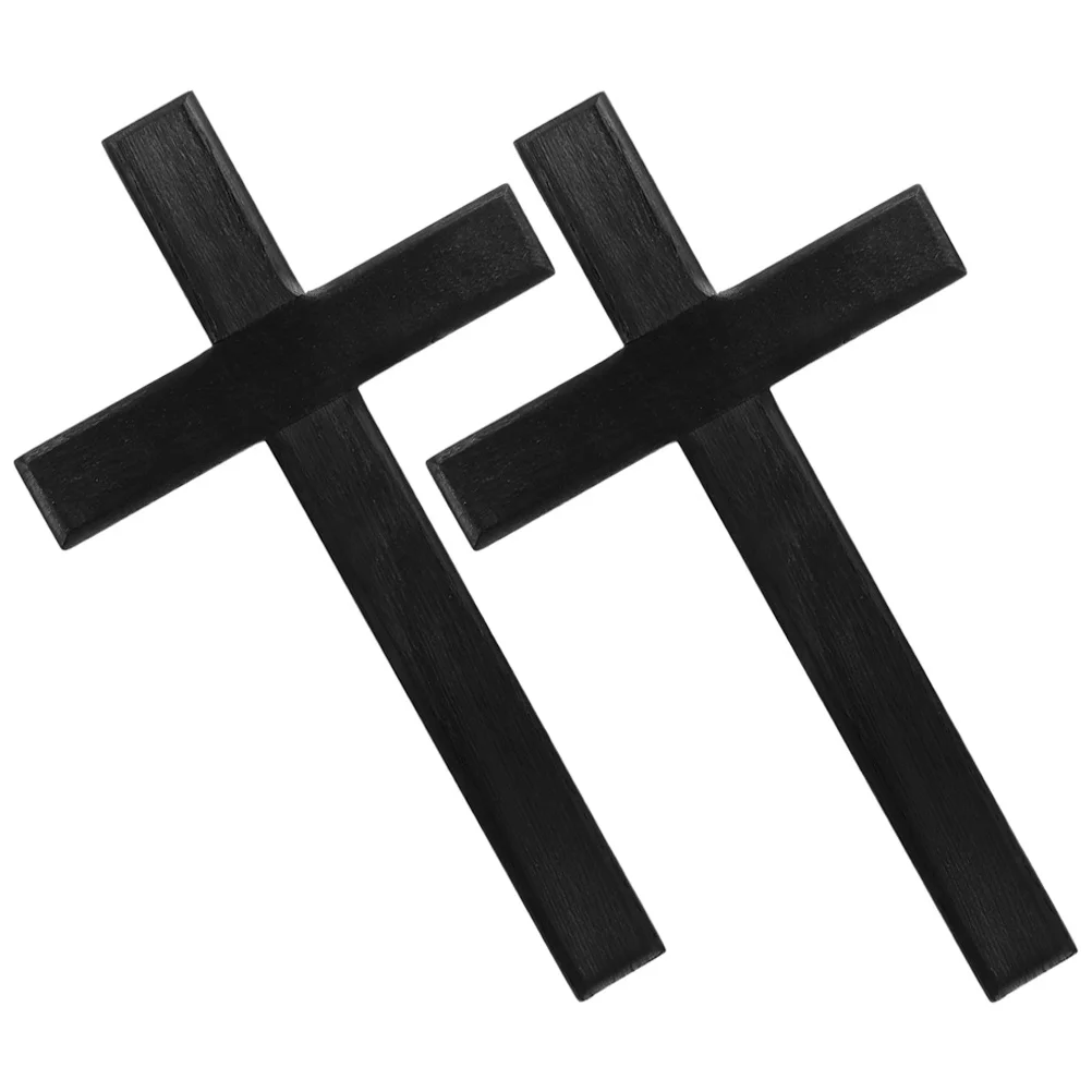 

2Pcs Wooden Cross Black Elegant Rustic Wall Hanging Christian Home Decor Baptism Party Spiritual Jesus Wall Decoration
