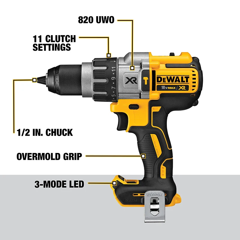 Imagem -02 - Broca de Martelo sem Fio Dewalt sem Escova Velocidades Chave de Fenda Elétrica de Perfuração Original Ferramenta Power Bare 18v xr Dcd996