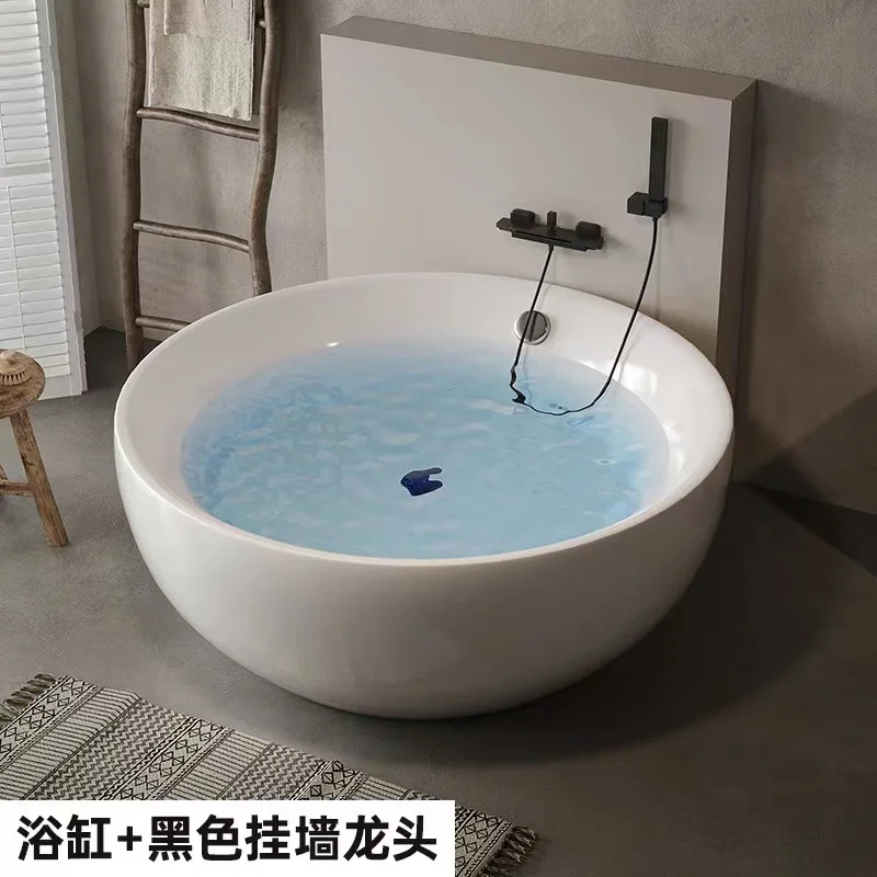 حوض استحمام مستدير مستقل متكامل بدون خياطة فندق B & B حوض استحمام أكريليك منزلي مزدوج حوض استحمام كبير للزوجين