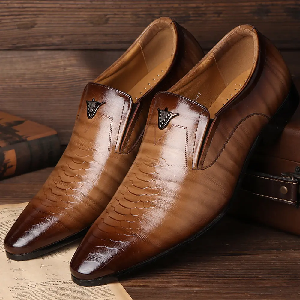 Męskie buty Retro Dress Shoes Wysokiej jakości biznesowe PU Skórzane sznurowane obuwie Formalne buty na wesele Duży rozmiar