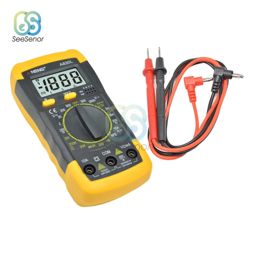 A830L LCD Digital Multimeter AC DC Voltage Diode Freguency Multitester Current Tester Luminous Display with Buzzer Function