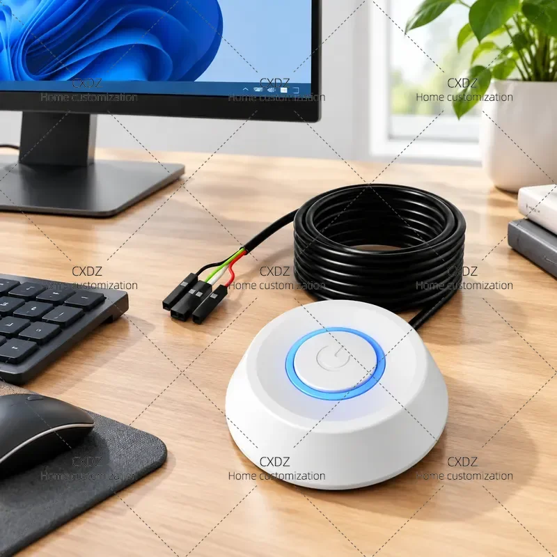 Desktop PC Power Button Switch with Extension Cable for Computer Host Reset Start Control Wire for Internet Cafe Home Office