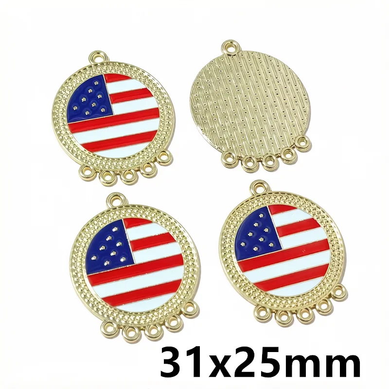 10Pcs Enamel USA Flag Charms Pendant Independence Day of United States 4th of July Heart Cross DIY Jewelry Making Accessories view 6