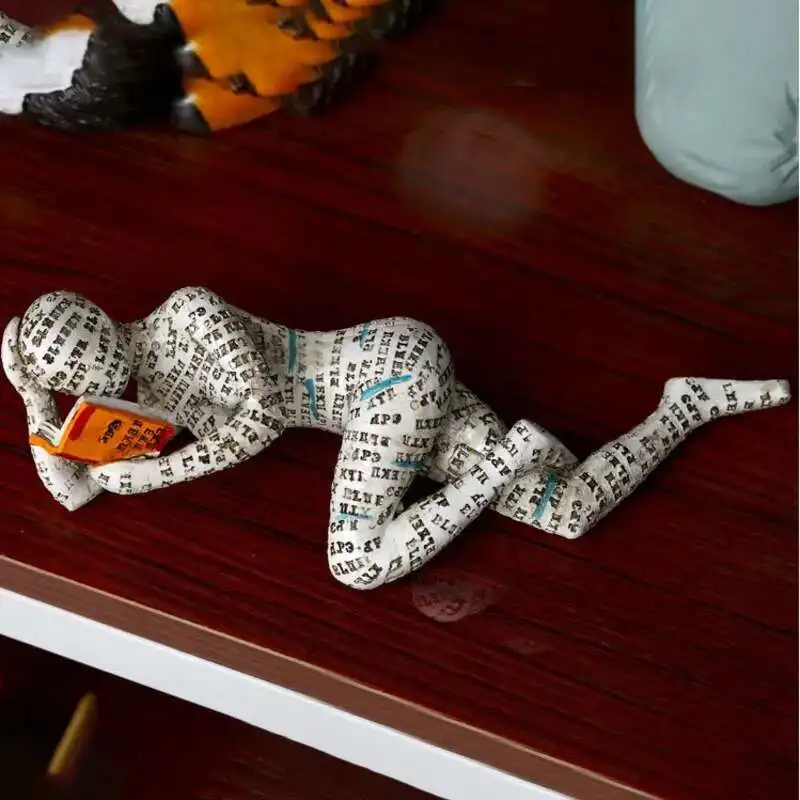 

New Reading Woman Reading Woman Pulp Molded Resin Crafts Decorative Living Room Ornaments