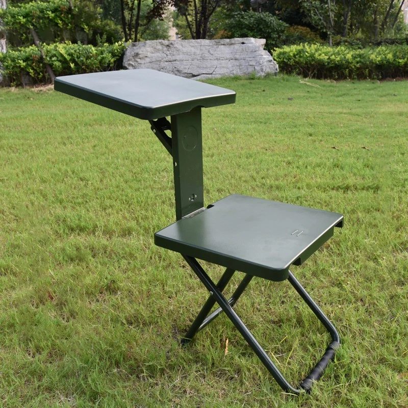 Folding Chair Study Writing Chair Table Portable Multifunctional Stool for Outdoor Fishing Picnic, Army Green