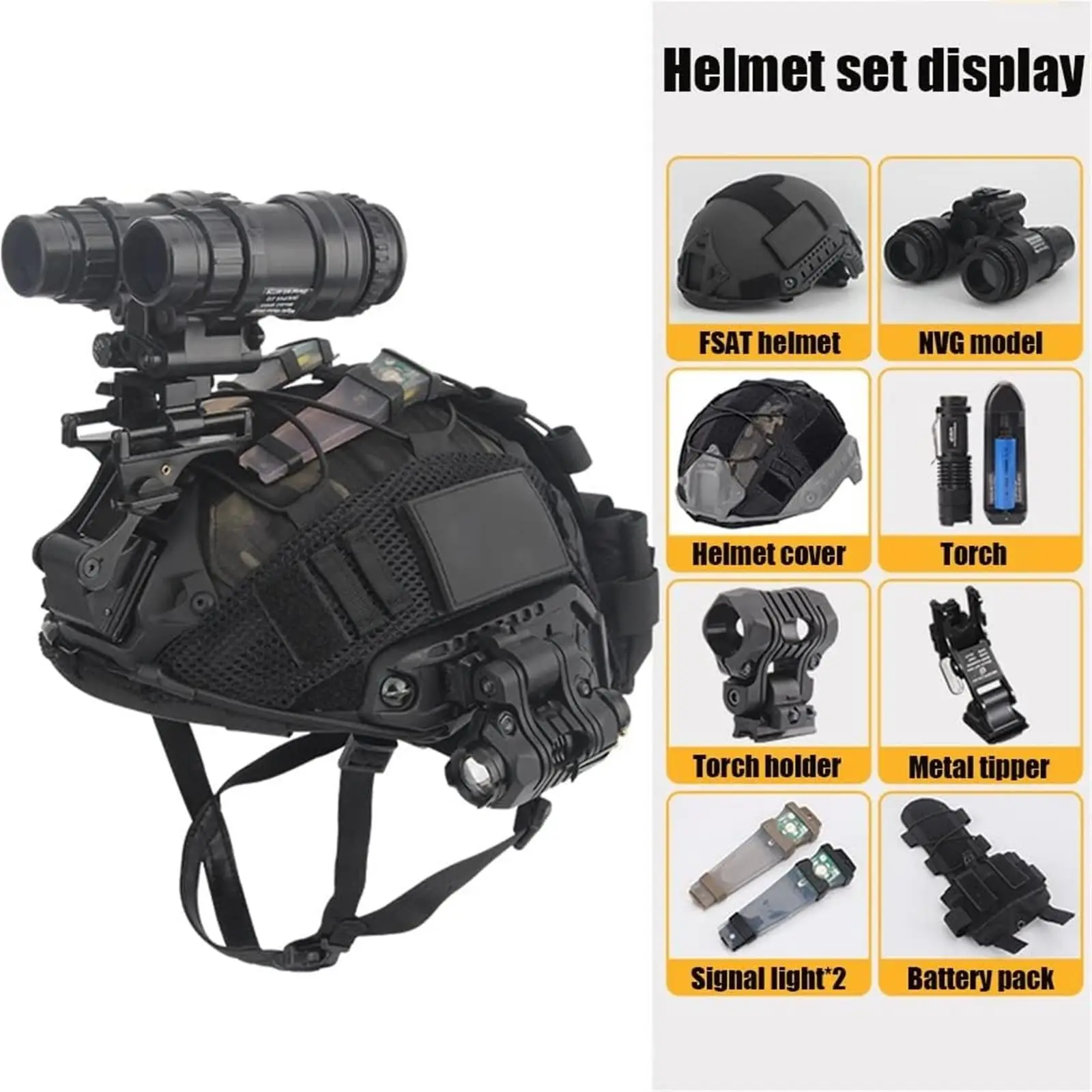 AQzxdc Fast Airsoft Tactical Helmet Night Vision Goggles Model Suit CS Outdoor Paintball Cs War Games Equipment for Role Playing