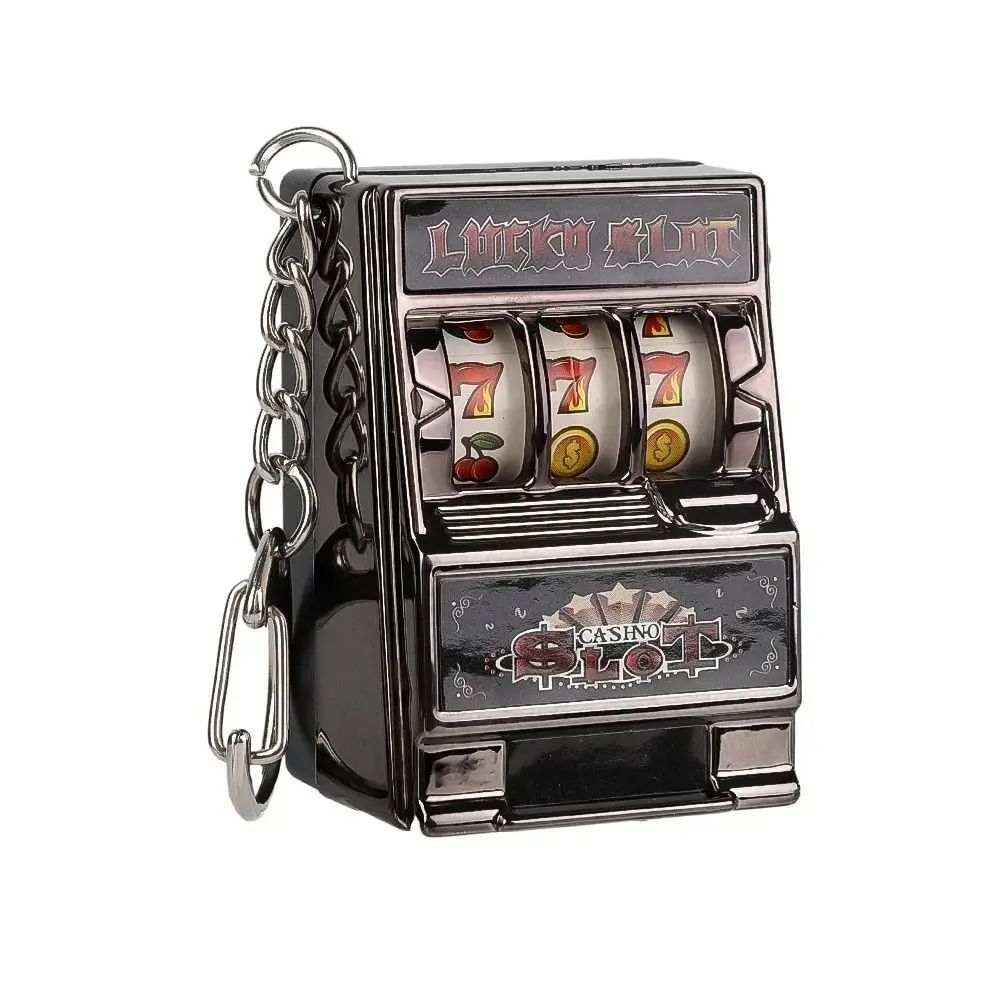 

Cartoon Stress Reliever Keychains Mini Fruit Slot Machine Coin Operated Games Key Holder Kids Adult
