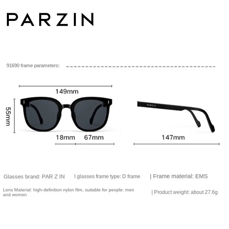 PARZIN Light Weight Folding Sunglasses For Women Fashion UV400 Polarized Sun Glasses  Men Foldable 91690