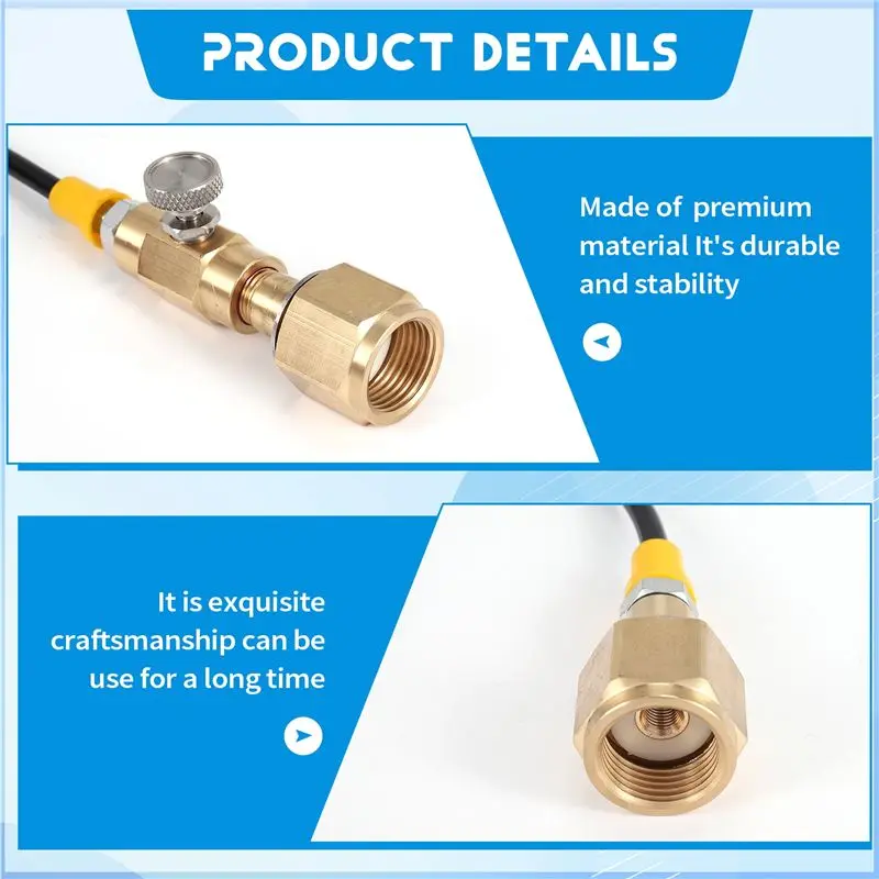 [HOT!】 O2 Tank Refill Station Charging Adaptor Transfer With 1.5M 5Ft Hose W21.8-14 To W21.8-14(DIN 477)