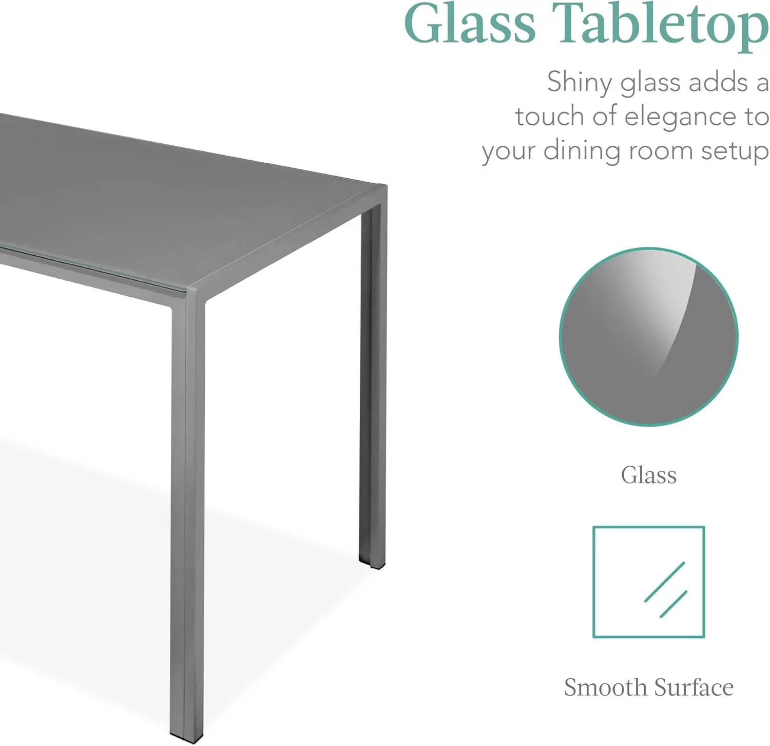 5-Piece Glass Dining Set, Modern Kitchen Table Furniture for Dining Room, w/Glass Tabletop, 4 Upholstered PU Chairs, HOT image 2
