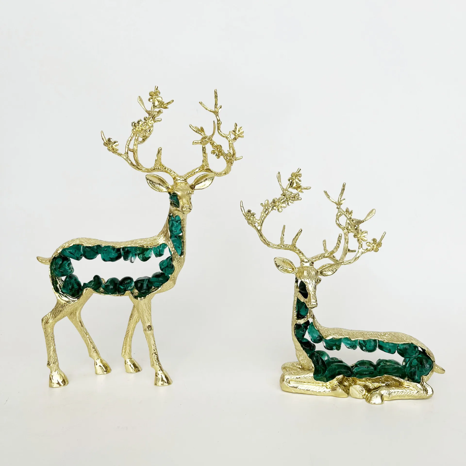 PYH Chinese zinc alloy ornament sika deer Taurus home jewelry porch wine cabinet enamel decorative ornament