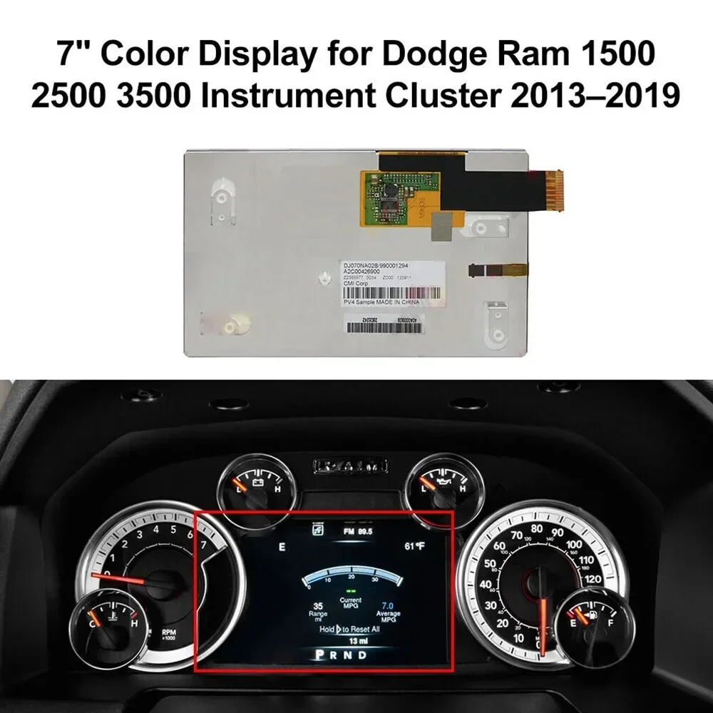 DJ070NA02B 7-Zoll-Farb-LCD-Bildschirm für 2013–2019 Dodge Ram 1500 2500 3500 Instrumententafel-Reparatur