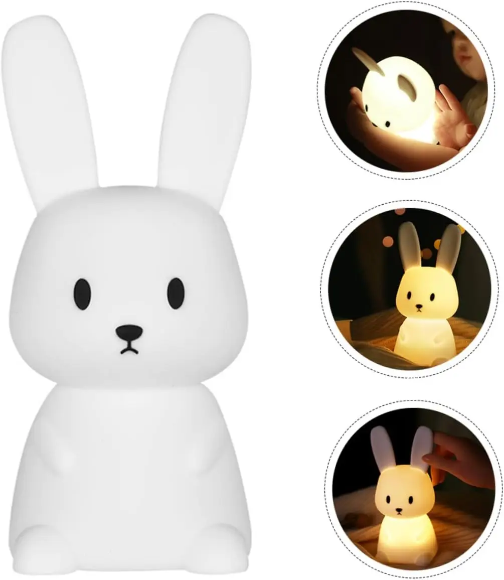 New LED Rabbit Night Light Bedroom Lamp Touch Sensor Silicone Animal Rechargeable Lights Lantern  Cute Gift For Kids Children