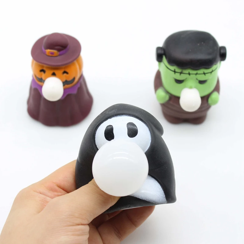 Pumpkin Ghost Decompression Toy Thermoplastic Rubber Squeeze Bouncy Ball Kids Toys Halloween Party Decorations DIY Home Supplies