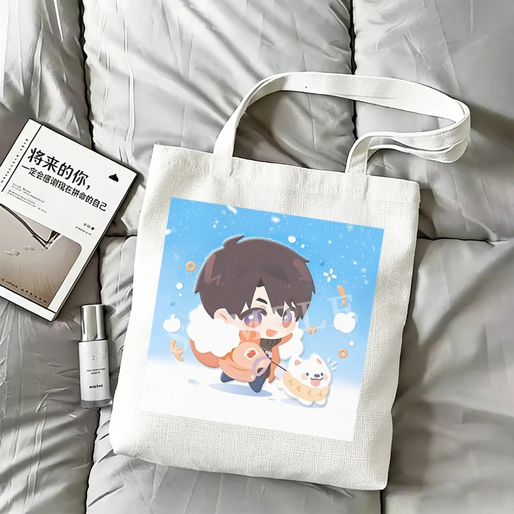 

Сумка-шоппер Love and Deepspace Winter Activity Canvas с персонажами Сайлуса, Рафаэля, Зейна, Ксавье, Калеба, аниме-косплей, для фанатов