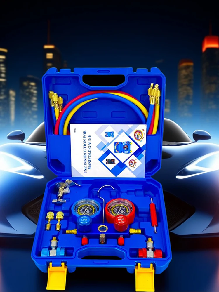 3 Way AC Diagnostic Manifold Gauge Set Air Conditioning Manifold Gauge Set Automotive AC Gauge Set for R134A/R22/R410/R404