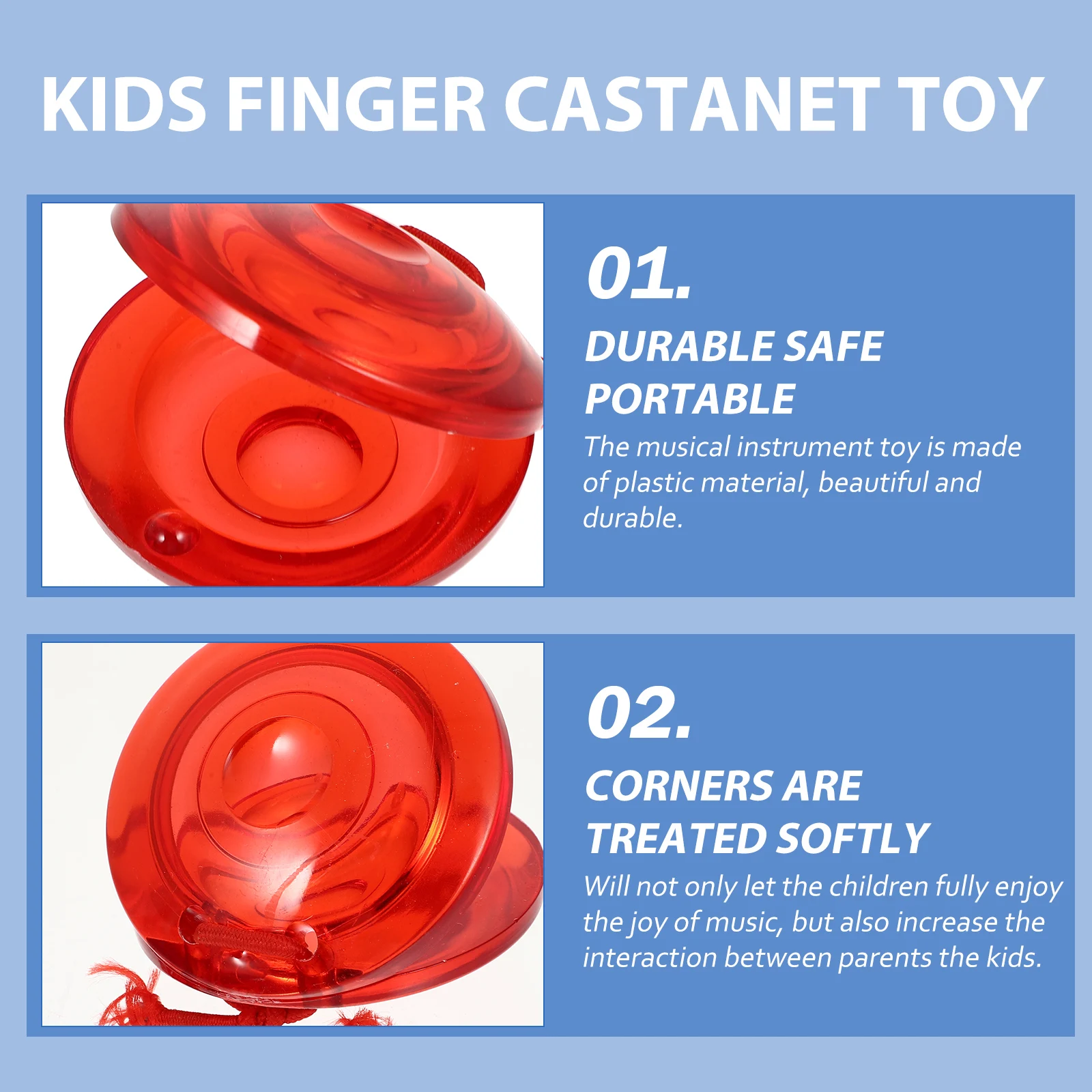 

20Pcs Plastic Castanet Kids Musical Instrument Finger Percussion Educational Preschool Development Kids Castanet Toy