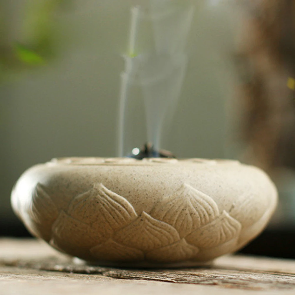 

Ceramic Retro Lotus Shape Incense Tray Safe Incense Holder Meditation Yoga Home Decoration Ash Catcher